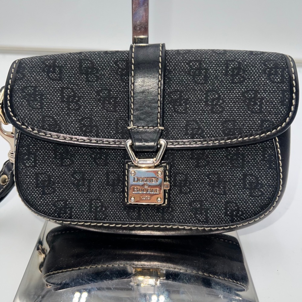 Dooney & Bourke Y2K Black DB Signature Jacquard Flap Wristlet